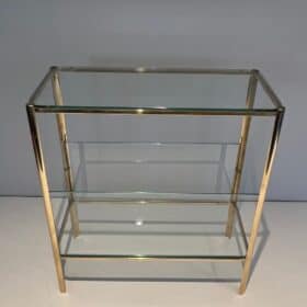 Jacques Théophile Lepelletier Bronze and Glass Magazine Rack