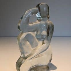 French Art Deco Style Clear Glass Female Nude Sculpture - Angled View Two - Styylish