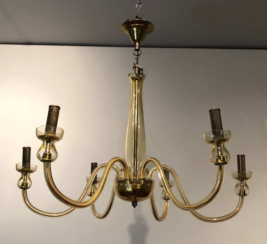 Pair of 1970s Murano Champagne Glass Chandeliers - Image 3