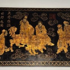 French Chinoiserie Black Lacquer and Gilt Panel - Image 3
