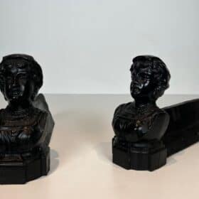 French Figural Cast Iron Andirons