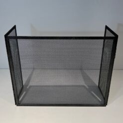 Blackened Steel Three-Panel Fireplace Screen - Front View Folded - Styylish
