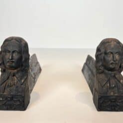 Beethoven Cast Iron Andirons - Front Pair View - Styylish