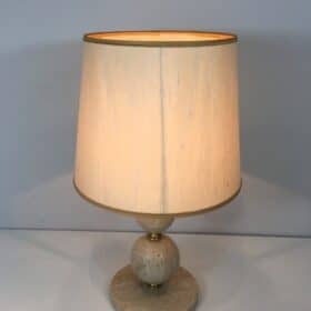 Travertine and Brass Table Lamp, Italy, Circa 1970