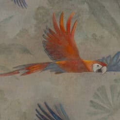 Contemporary French Hand-Painted Parrot Canvas - Detail Two - Styylish