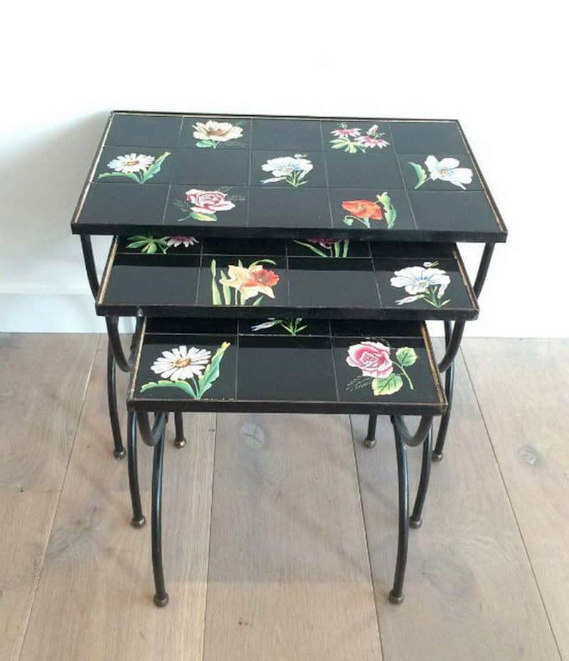 Set of Nesting Tables in Ceramic and Metal, Circa 1950 - Image 4