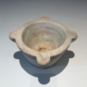 18th-Century French White Marble Mortar with Turned Ridges