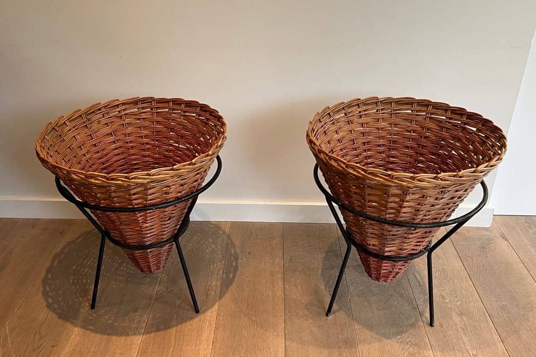 French Mid-Century Rattan Planters - View Three - Styylish
