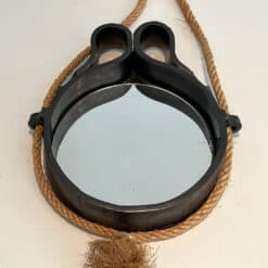 French Black Ceramic Hanging Mirror - Front Detail Two - Styylish