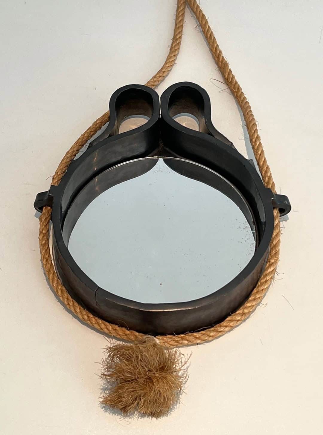 French Black Ceramic Hanging Mirror - Front Detail Two - Styylish