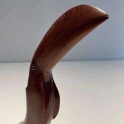 French 1970s Carved Hardwood Toucan Sculpture - Beak Detail - Styylish