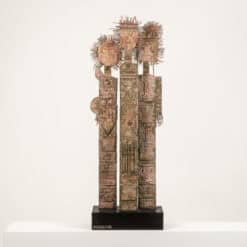 Lawrence Signed Double-Sided Carved Wood Sculpture - Front View - Styylish