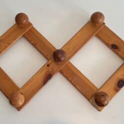 Charlotte Perriand Style Pine Accordion Coat Hanger - Front Extended View - Styylish