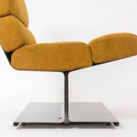 Paul Geoffroy for Uginox, Pair of brushed steel armchairs. 1970s.
