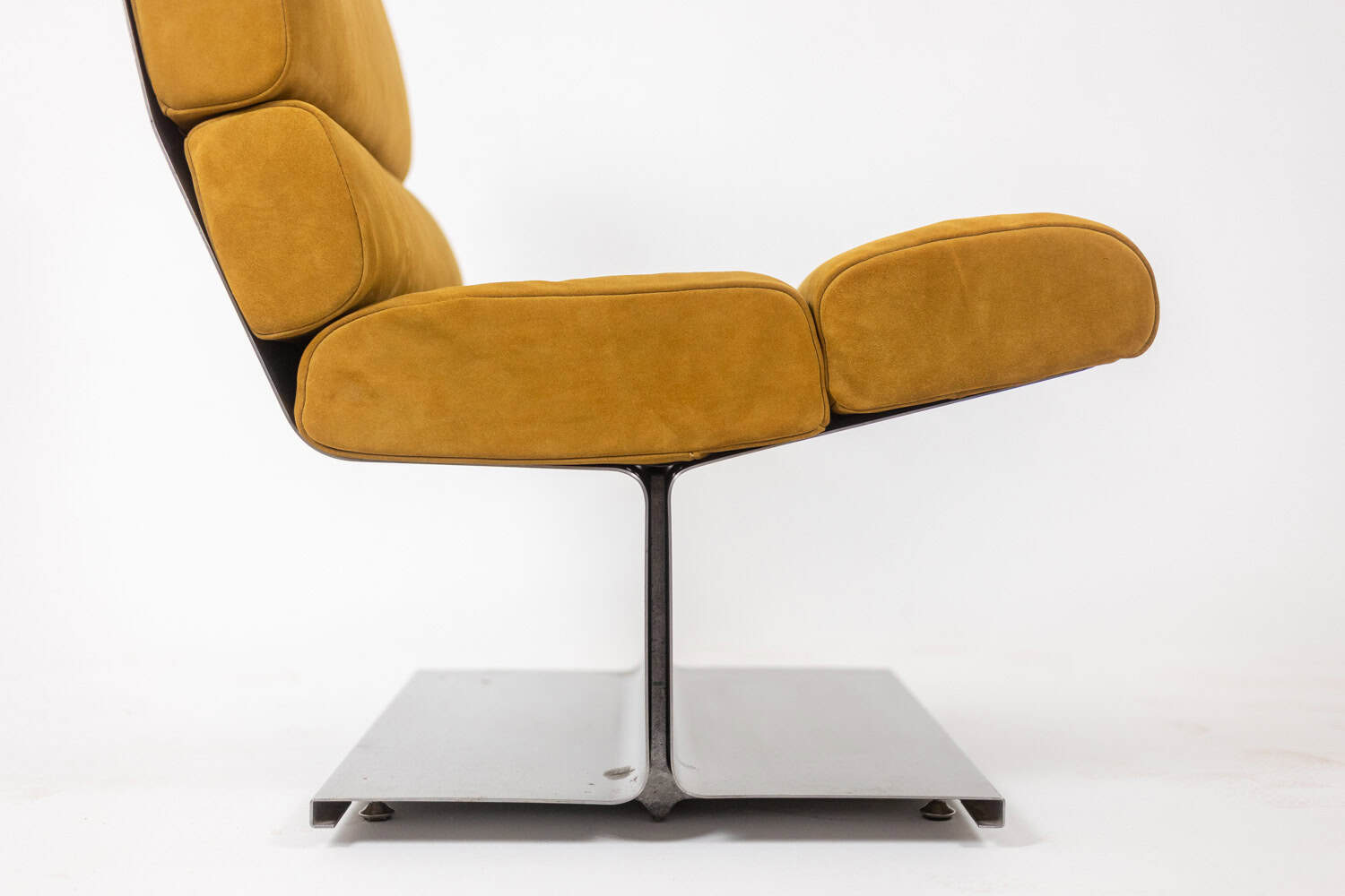 Paul Geoffroy for Uginox, Pair of brushed steel armchairs. 1970s. - Image 4