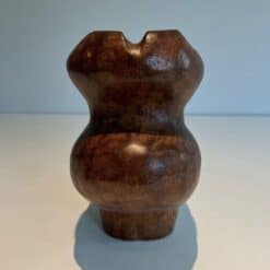 French Post-War Brutalist Carved Wood Pitcher - Rear View - Styylish