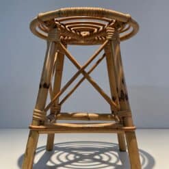 Jean Royère Style Rattan Drum Stool - Image 4