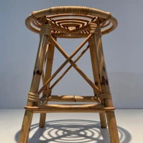 Jean Royère Style Rattan Drum Stool