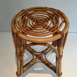 French 1940s–1950s Rattan Drum Stool - Image 4