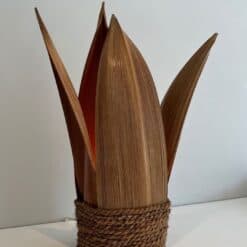 French 1970s Rattan Palm Tree Lamp - Image 4