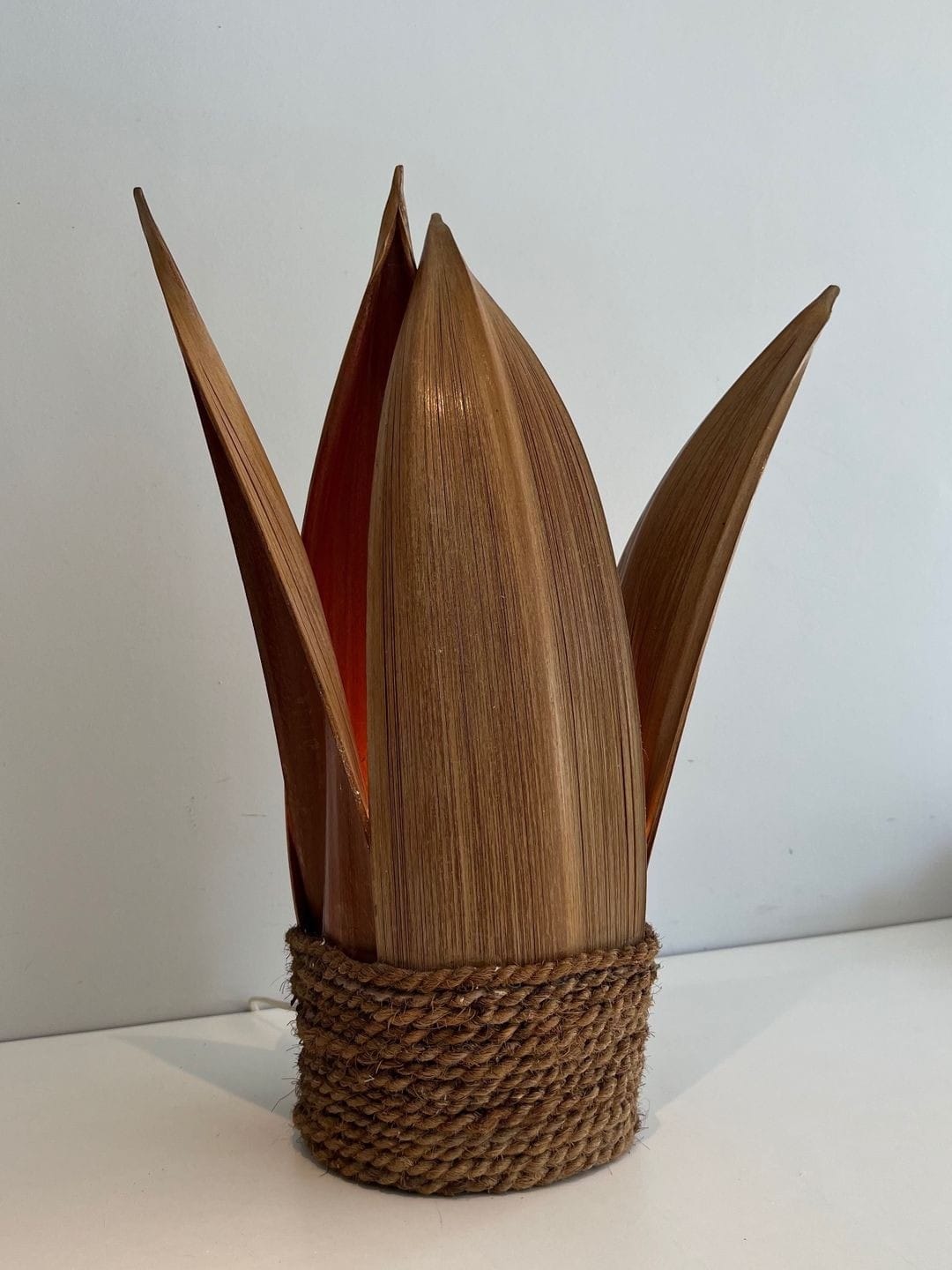 French 1970s Rattan Palm Tree Lamp - Image 4