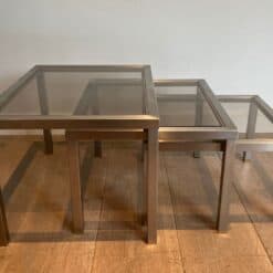 Guy Lefèvre Style Smoked Glass Nesting Tables - Image 4