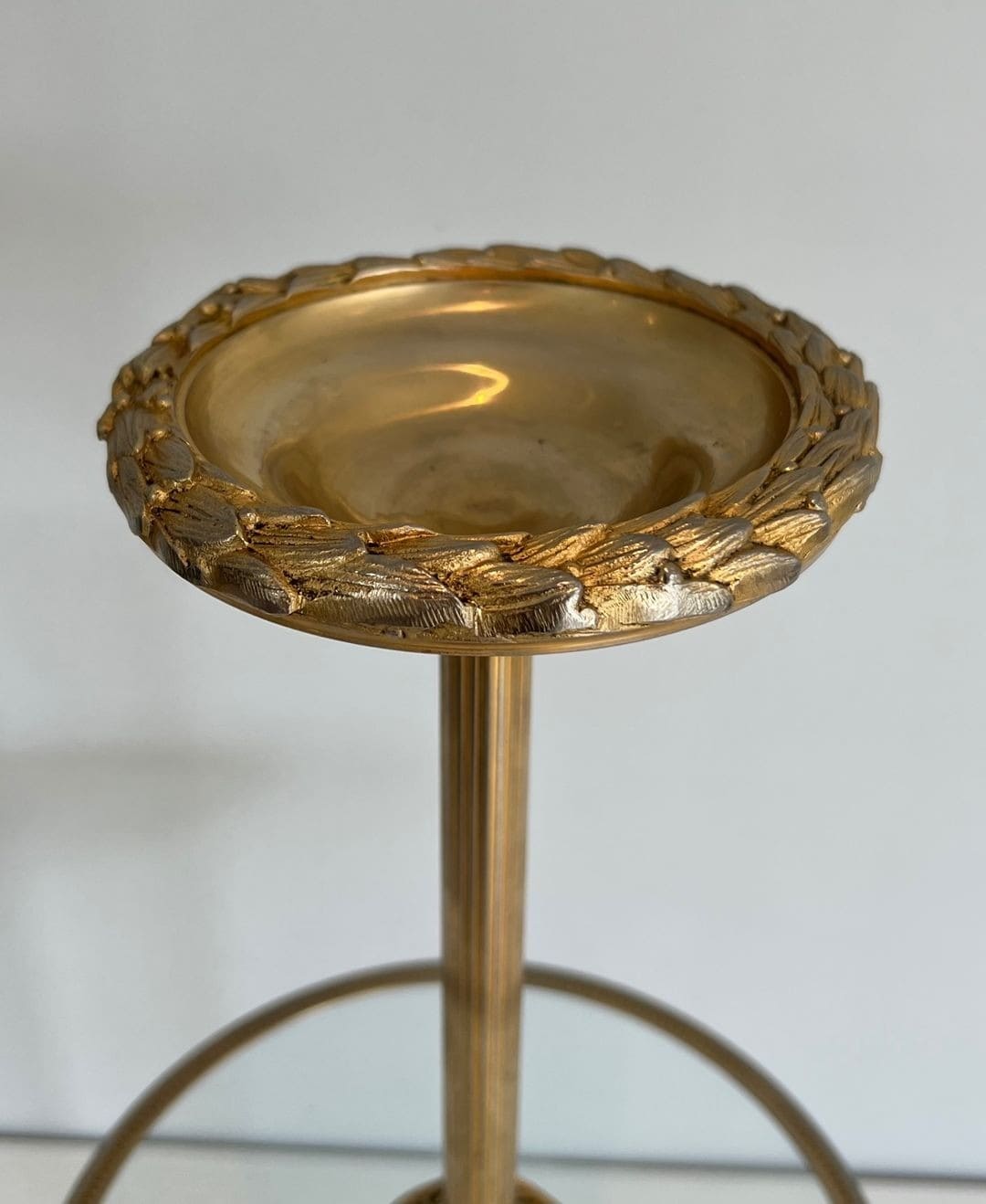 Maison Baguès Gilt Brass and Glass Standing Ashtray - Image 4