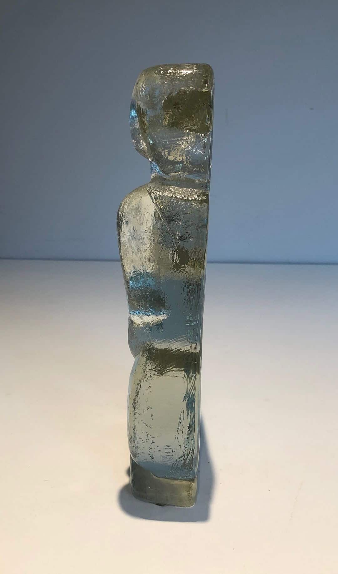 French Art Deco Style Clear Glass Female Nude Sculpture - Side View - Styylish