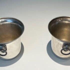 Pair of French Silver-Plated Champagne Buckets with Lion Masks