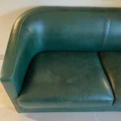 French Art Deco Revival Dark Green Leather Sofa - Image 4