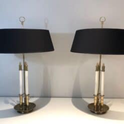 Pair of French Adjustable Table Lamps, Brass White Lacquer, Circa 1940 - Image 4
