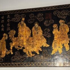 French Chinoiserie Black Lacquer and Gilt Panel - Image 4
