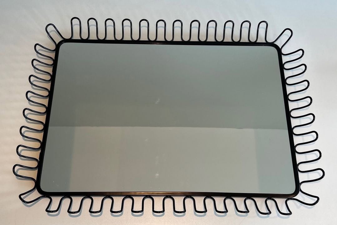 French Jean Royère Style Coiled Wire Mirrors - Image 4