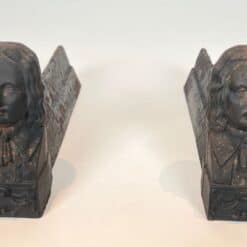 Beethoven Cast Iron Andirons - Top Pair View - Styylish