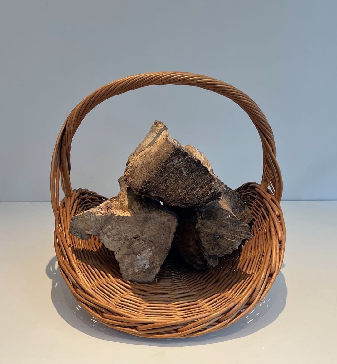 French Rattan Wicker Log Basket - Front View - Styylish
