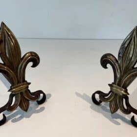 French Fleur-de-Lys Bronze Andirons