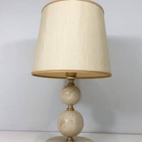 Travertine and Brass Table Lamp, Italy, Circa 1970