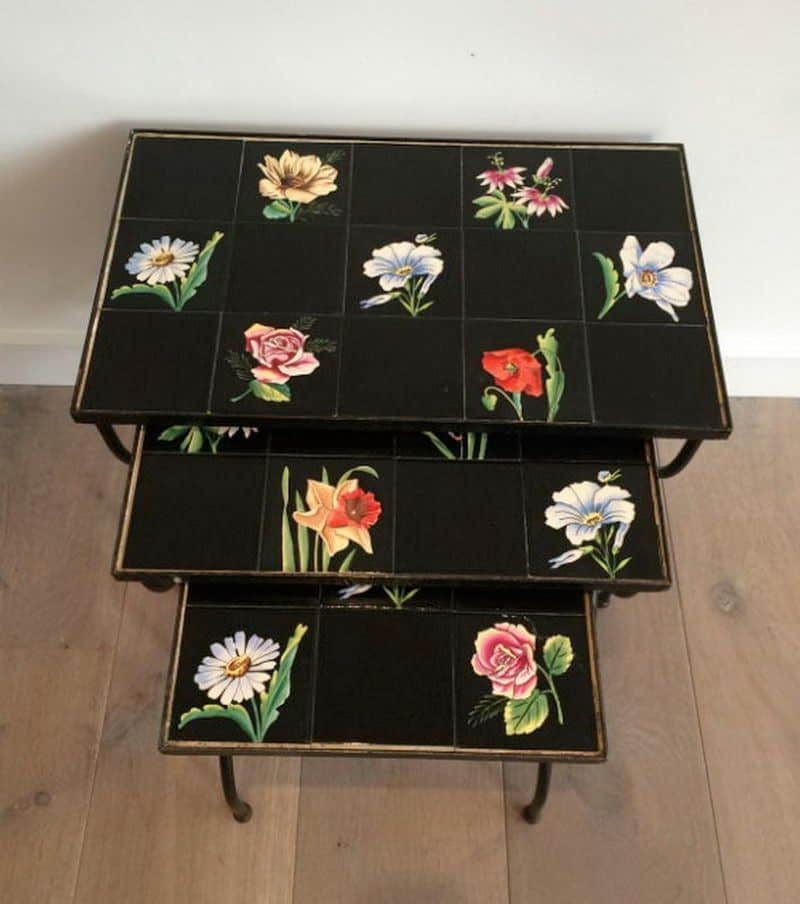 Set of Nesting Tables in Ceramic and Metal, Circa 1950 - Image 5