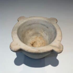 18th-Century French White Marble Mortar with Turned Ridges