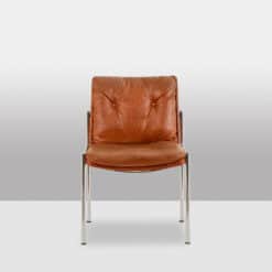 Set of 6 Italian Faux Leather Chairs - Front View - Styylish