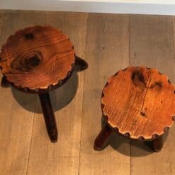 French Brutalist Pine Stools - Image 5