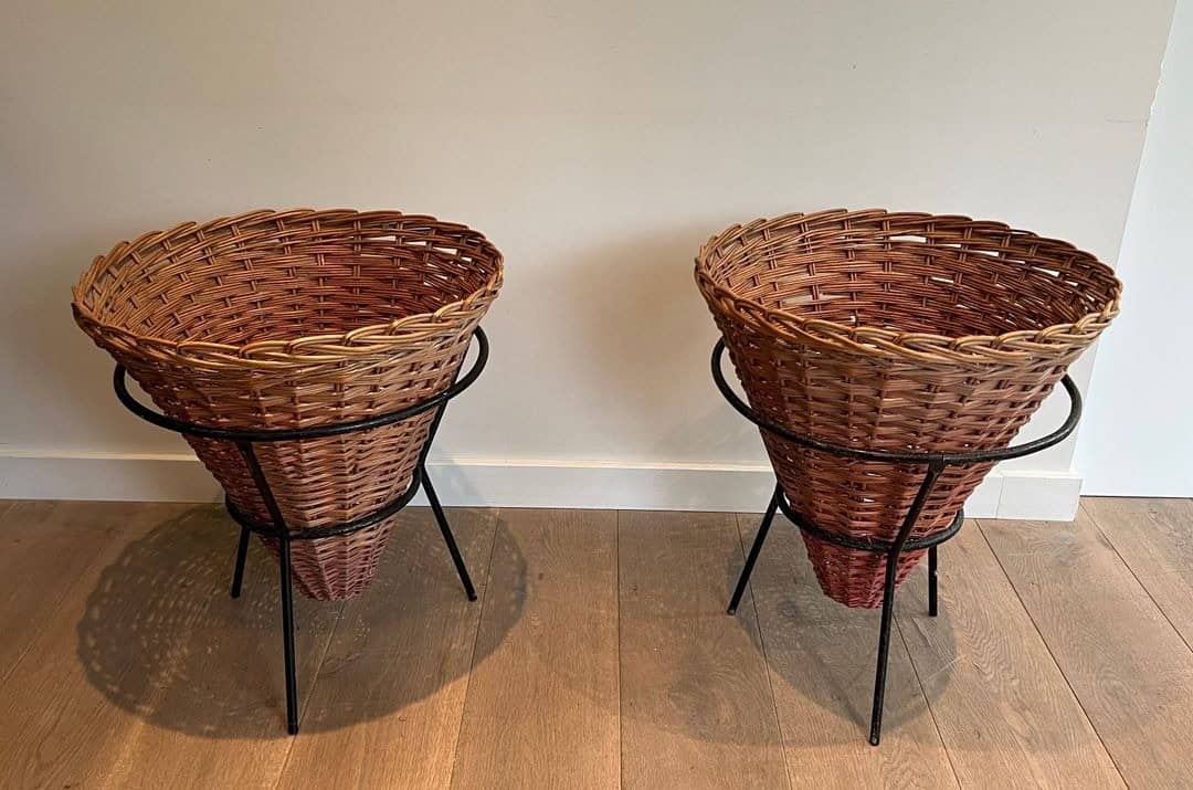 French Mid-Century Rattan Planters - View Four - Styylish