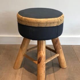 Pair of Solid Pine Stools, French Work, circa 1970