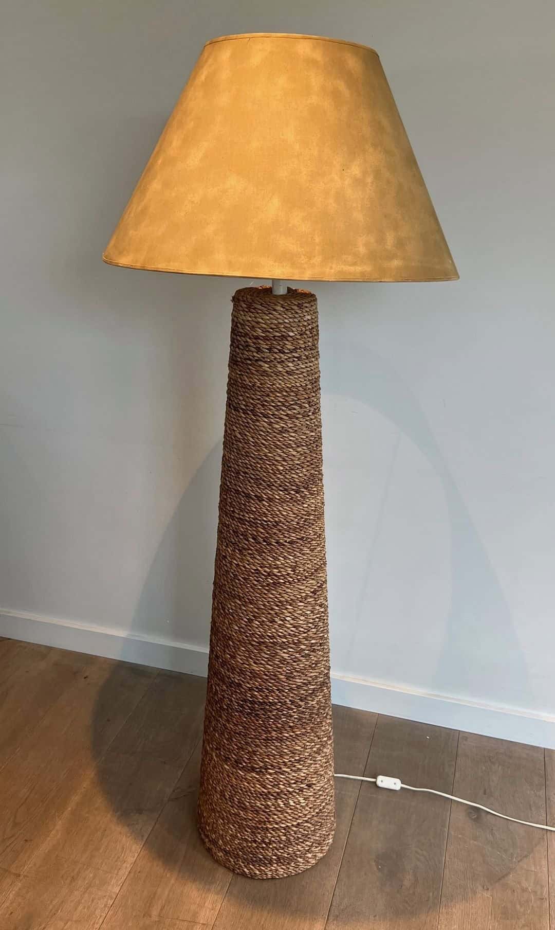 Audoux-Minet Style Rope Floor Lamp - High Angled View - Styylish