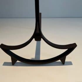 French 1940s Blackened Wrought Iron Andirons