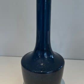 Mid-Century Blue Blown Glass Table Lamp