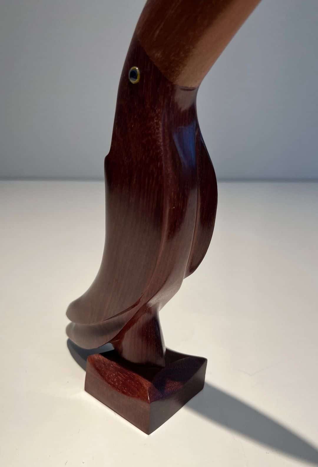French 1970s Carved Hardwood Toucan Sculpture - Body Detail - Styylish