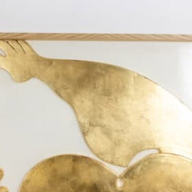 French Carved Wood Bas-Relief “I’m Swimming in Happiness”