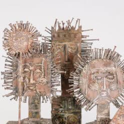 Lawrence Signed Double-Sided Carved Wood Sculpture - Top Detail - Styylish
