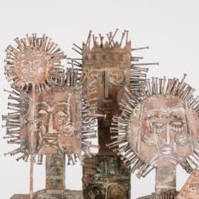 Lawrence Signed Double-Sided Carved Wood Sculpture